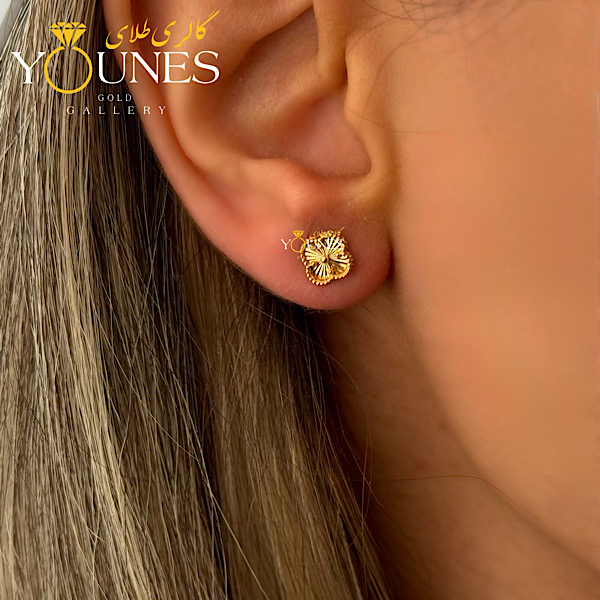 گوشواره طلا میخی ونکلیف تراش دار